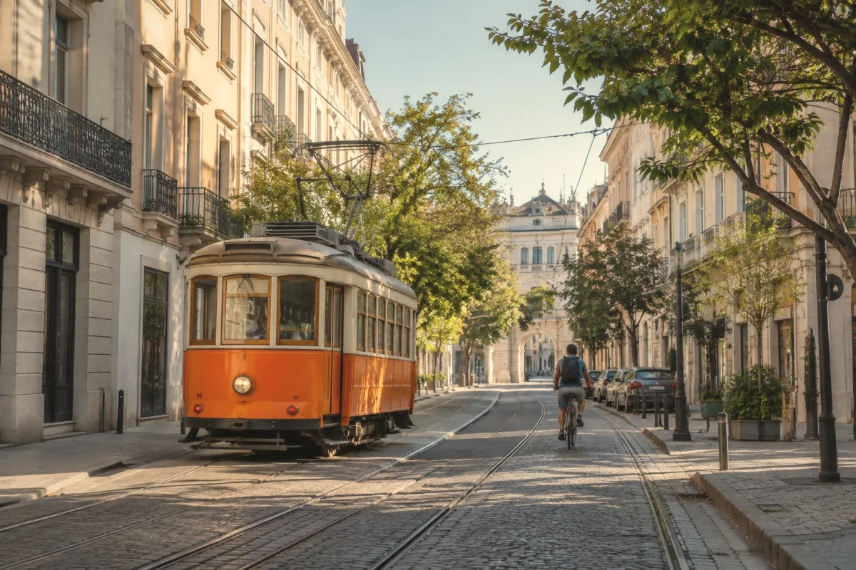 AI-generated street with the CAROUSEL web look